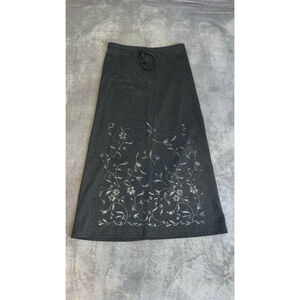 VTG “The Original” Gray Silver Floral Maxi Skirt L